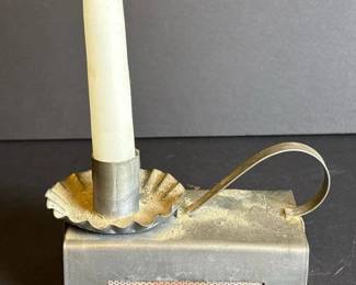 064 metalcandleholderwithmatchboxandha