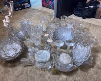 133 assortedclearpressedglasstablewarea