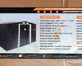 2026 LandHonor 6ft x 8ft Galvanized Apex Roof Metal Shed LHR-MS0608, Unused