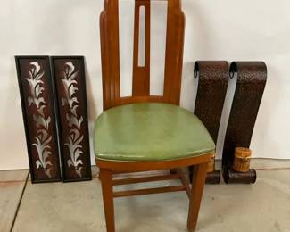 Wood Chair Metal Wall Dcor