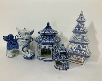 Blue White Asian Style Porcelain Dcor
