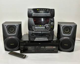 Panasonic Stereo System with Speakers and Sony DVD and Cassette Players