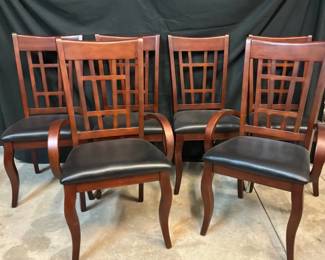 Wood Dining Chairs with Black Upholstered Seats