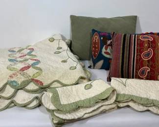 Queen Size Quilt Bedding and Throw Pillows