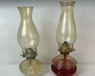 Glass Oil Lamps with Chimneys