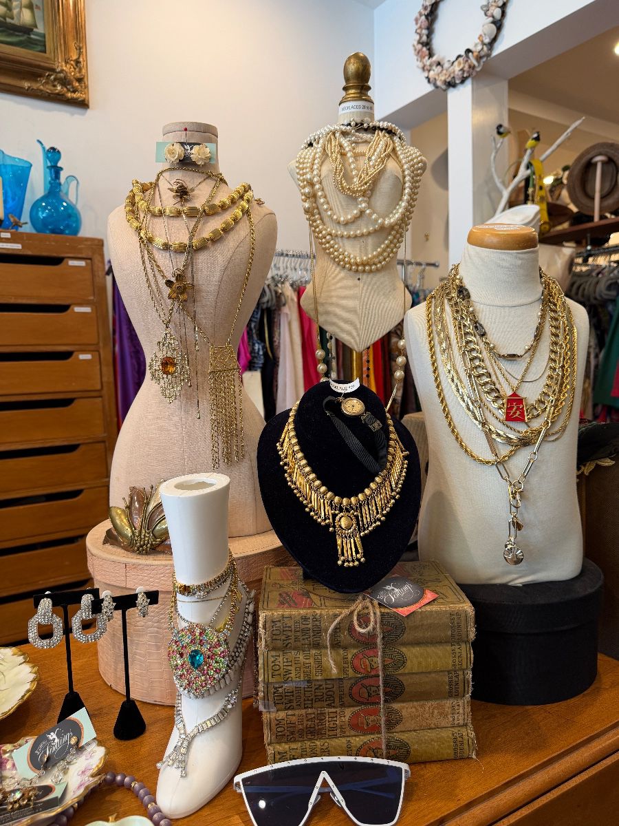 Vintage jewelry and store props. 