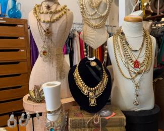 Vintage jewelry and store props. 