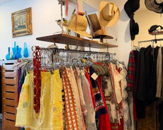 Vintage aprons and table linens.