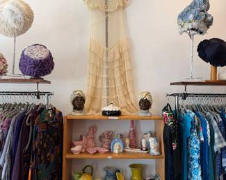 Vintage clothing, hats, home decor. 