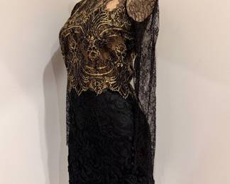 Bill Blass lace evening dress.