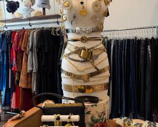 Vintage belts and jewelry.