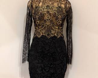 Bill Blass lace evening dress.