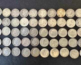 CT168V50 US Roosevelt Pre 1965 90 Silver Dimes
