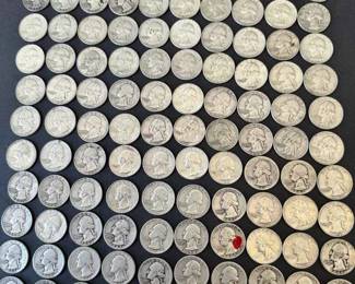 CT170VPre 1965 Circulated US 90 Silver Washington Quarter Coins