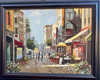 CT103Vintage Impressionist European Street Scene Oil Painting