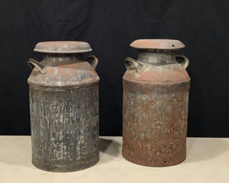 Lot 114: Antique Steel Dairy / Milk Jugs