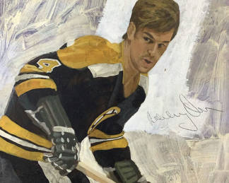 Lot 176: George Guzzi Signed Bobby Orr Painting