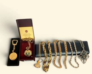 Jewelry Lot  Pendant Watch, BraceletNecklace Set, GoldSilver Tone Necklaces