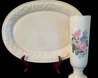 Vintage Hutschenreuther Selb LHS Vase  Gibson Fruitful 18 Serving Platter Heavy