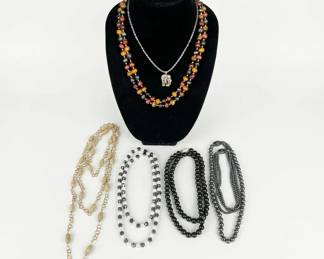 Necklace Lot  Black, Metallic, and Glass Beaded