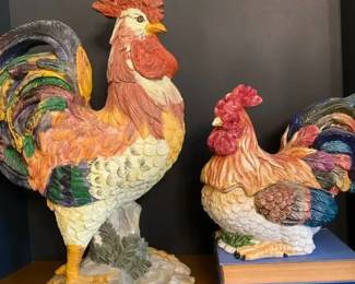 CockadoodleDo Lot Cookie Jar and Ceramic Rooster Set