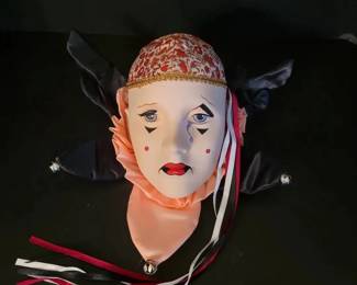 Vintage Brinns Harlequin Porcelain Mask Wall Decor w Box