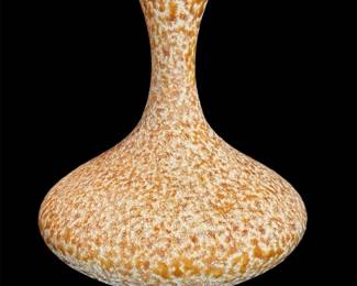 Textured Midcentury Bulbous Ceramic Vase, Crystalline Glaze