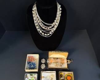 Clipon Earrings  Brooch Set Lot, MCM Brondsted Denmark Ceramic Jewelry More