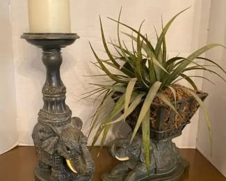 Elephant Decor  Candle  Plant Holder Set