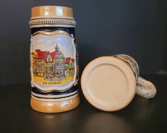 Pair of Matching Oktoberfest Ceramic Beer Steins