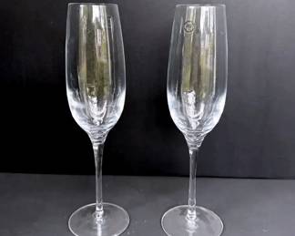 Pair Tiffany  Co. Classic Crystal Champagne Flutes