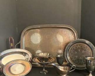 Silver Plate Serving Dishes Lot  PCS By WM Rogers  Oneida Silversmiths