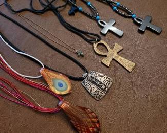 Pendants Galore  Ankhs, Glass, and More  Jewelry Lot