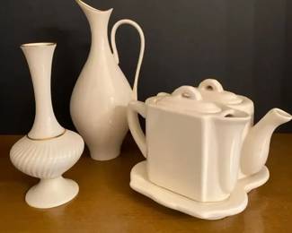 Lenox 24K Trim Porcelain Vases 2  Restoration Hardware Tea Set