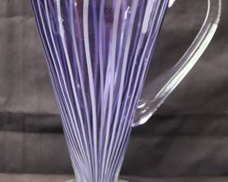 Vintage Murano Style Filigrana Lavender Art Glass Martini Pitcher