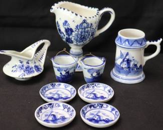 Collection Of Vintage Delft Blue And White Miniature Porcelain Items