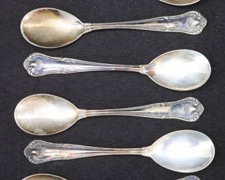 Vintage 800 Italian Silver Set 6 Shell And Scroll Motif Tea Spoons