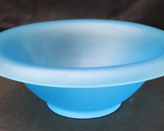 Vintage Tiffin Glass Blue Satin Rolled Edge Bowl