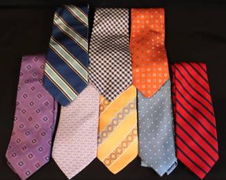 Collection Of Vibrant Men's NeckTies Including Ralph Lauren, Tom James, Bolgheri, Louis Dell'Olio, Vineyard Vines