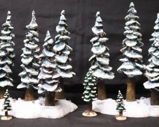 2 Sets Of Vintage Dept 56 Pole Pine Forest - Christmas Village Accessories