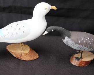 Small Carved Wood Hand-Painted Bird Sculptures By Canadian Artist Lionel Tremblay