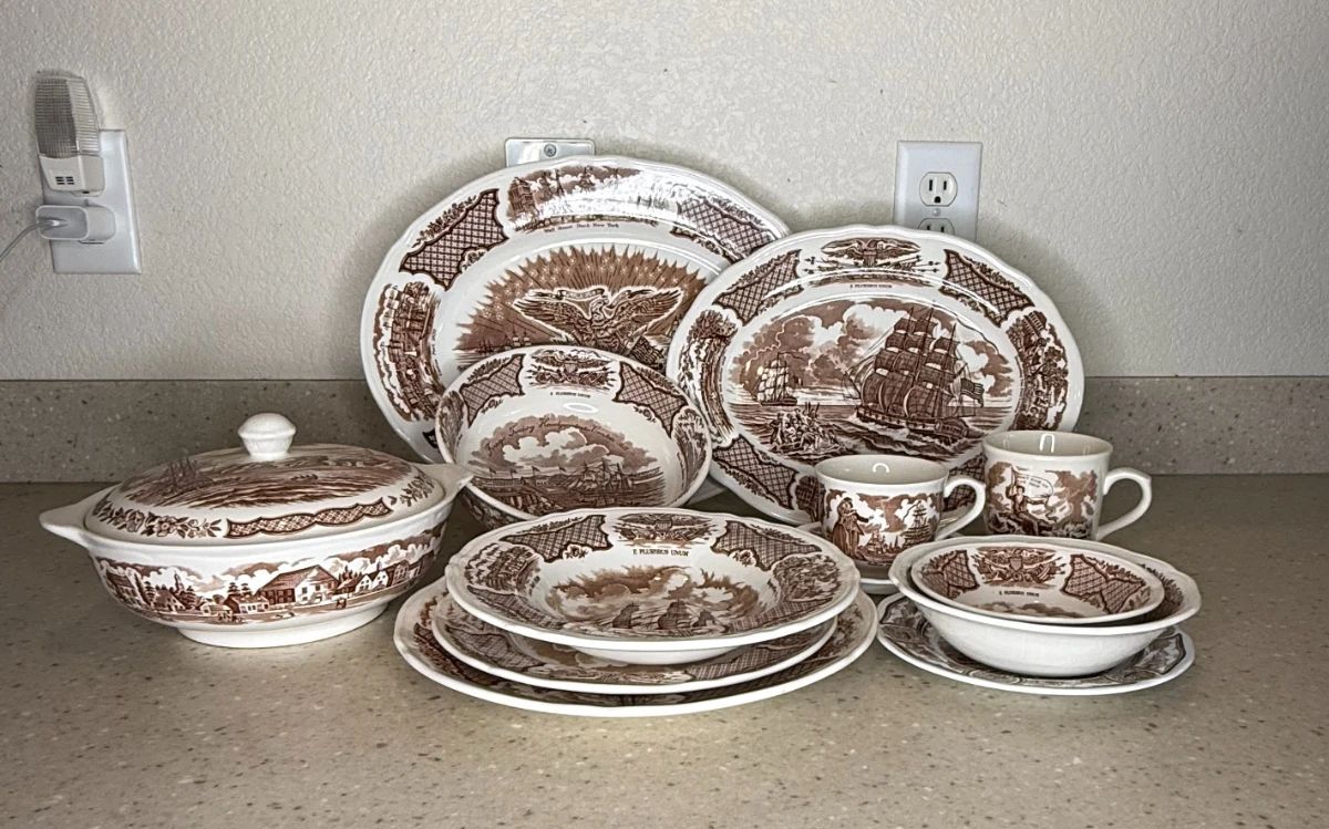 Brown Transferware Fair Winds Full Set