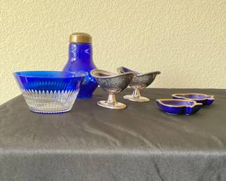 Cobalt and Gilded Porcelain Tableware Set