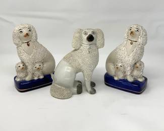 Three (3) Staffodshire Confetti Poodles