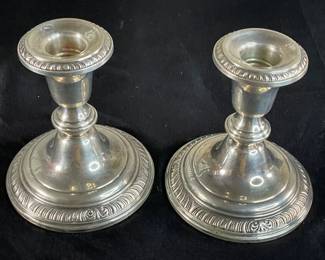Two (2) Weighted Sterling Silver Candlestick Holders