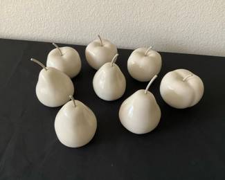 Four (4) White China Apples and (4) White China Pears