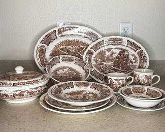 Brown Transferware Fair Winds Full Set