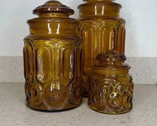 Amber Glass Canisters