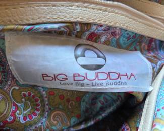 Big Buddha Cream Leather Shoulder Bag with Oversized Gold-Tone Ring & Grommet Hardware