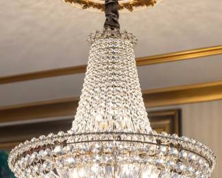 Empire Style Basket Crystal Chandelier with Prism Drops